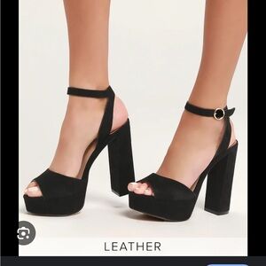 Black Leather Platform Heels